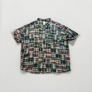Scandia Woods Shirt Mens 4XL Madras Patchwork Cotton Short Sleeve Button Down